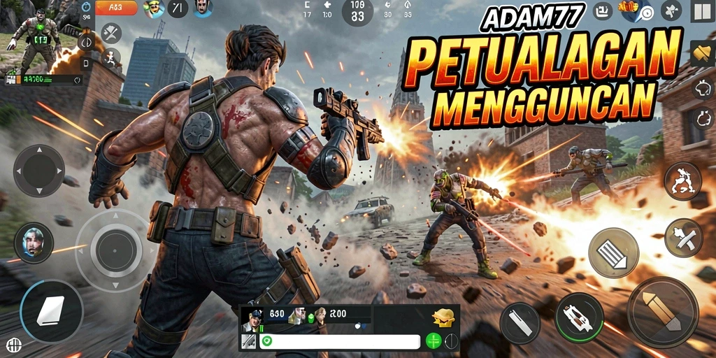 Gameplay menegangkan dalam ADAM77 saat melawan musuh.