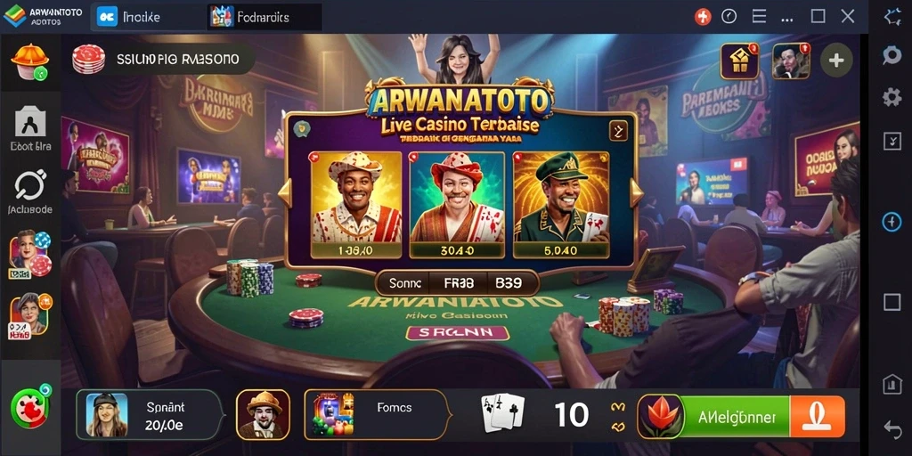Tampilan gameplay Live Casino ARWANATOTO yang mendebarkan dan interaktif.