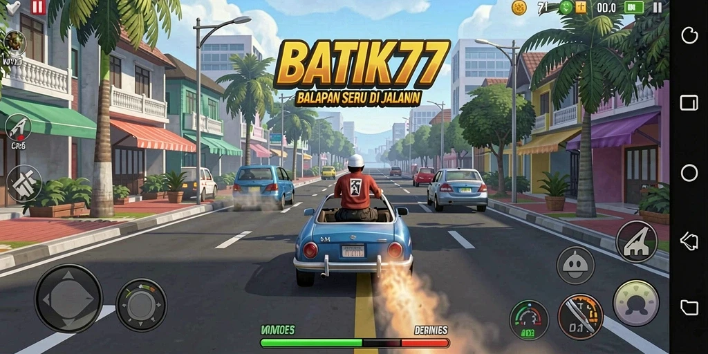 Tampilan gameplay balapan yang mendebarkan dari BATIK77.