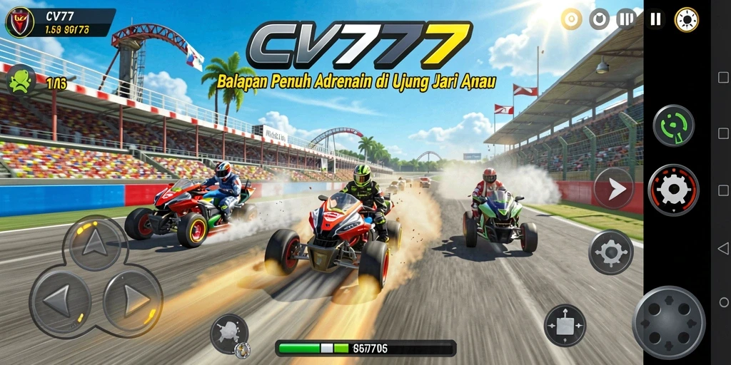 Tangkapan layar gameplay CV777 yang penuh aksi balapan.