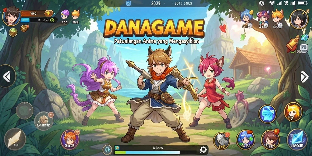 Tampilan gameplay DANAGAME yang menarik dan penuh warna.
