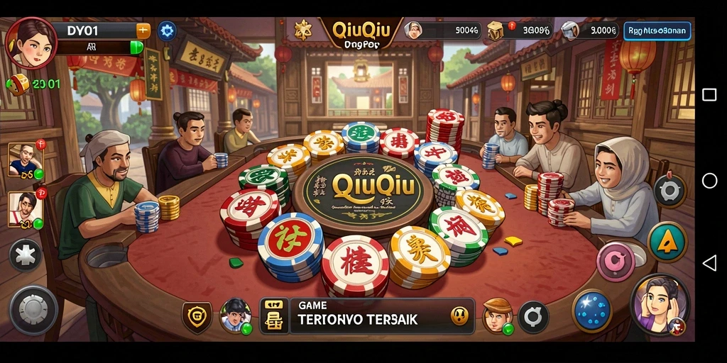 Screenshot menunjukkan gameplay QiuQiu yang menarik dan interaktif.