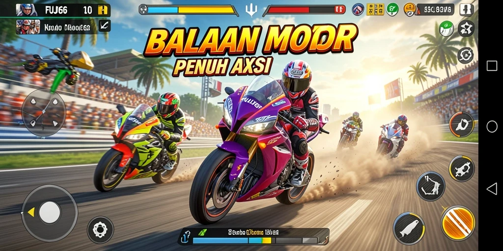 Screenshot utama FUJI66 menampilkan momen balapan motor yang intens.