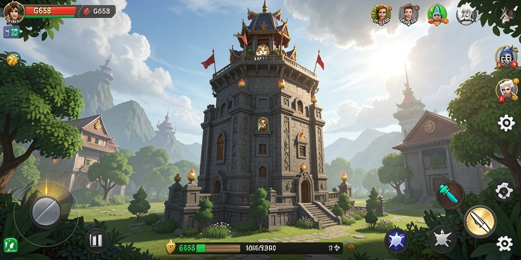 Screenshot G668 menampilkan aksi seru dan strategi pertahanan menara.