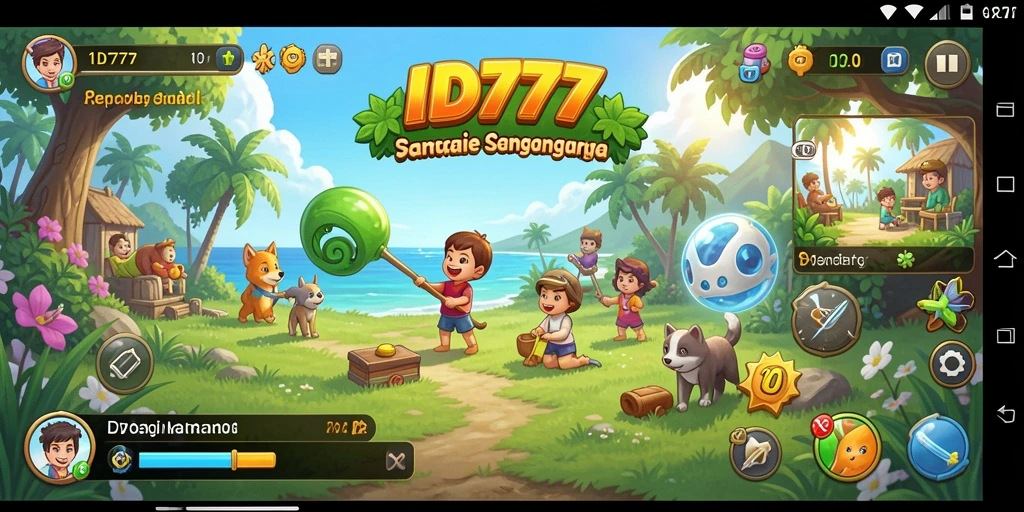 Screenshot utama ID777 menunjukkan gameplay yang menyenangkan dan penuh warna.