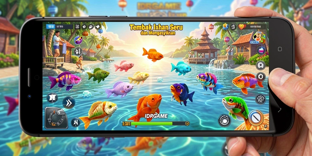 Screenshot gameplay IDRGAME menunjukkan aksi menembak ikan yang seru.