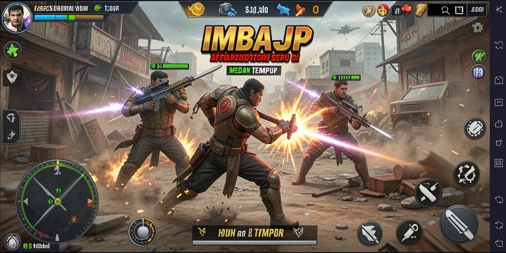 Screenshot gameplay IMBAJP menampilkan pertarungan yang dinamis dan menarik.