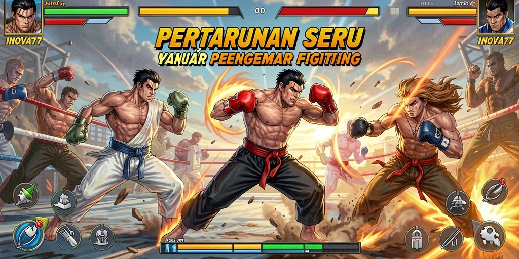 Tangkapan layar game INOVA77 menampilkan aksi pertarungan yang mendebarkan.