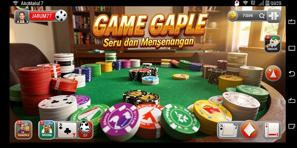 Tampilan seru gameplay Gaple di JARUM77 yang memikat.