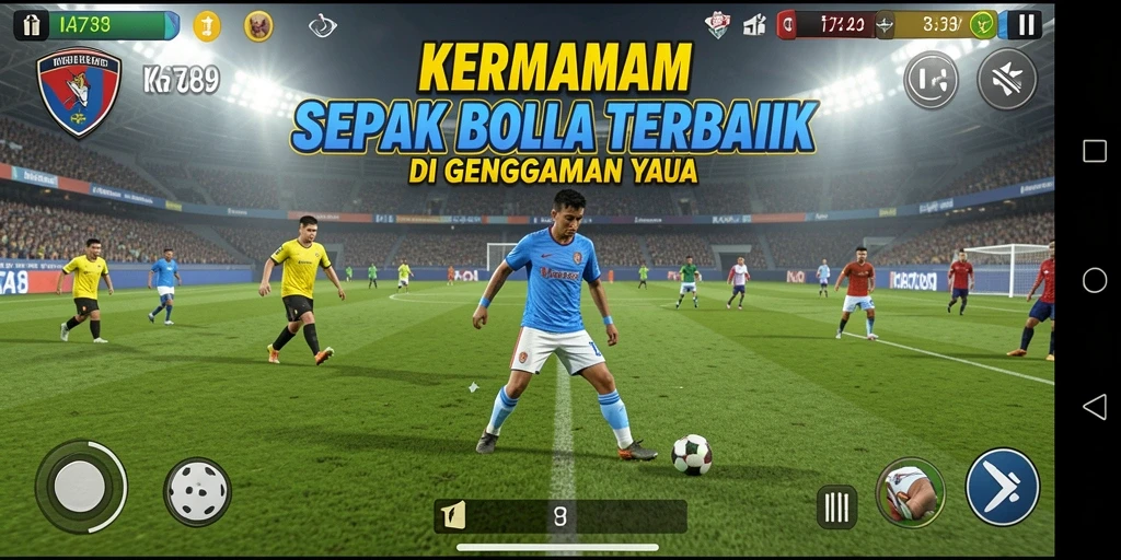 Screenshot gameplay KA789 dengan aksi sepak bola yang mendebarkan.