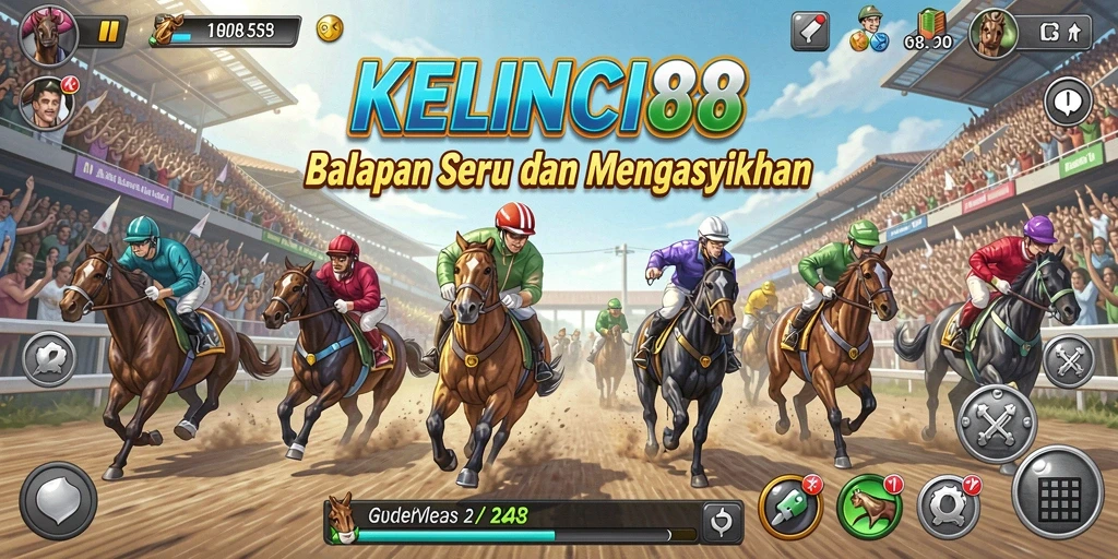 Tampilan gameplay balapan menegangkan di KELINCI88.