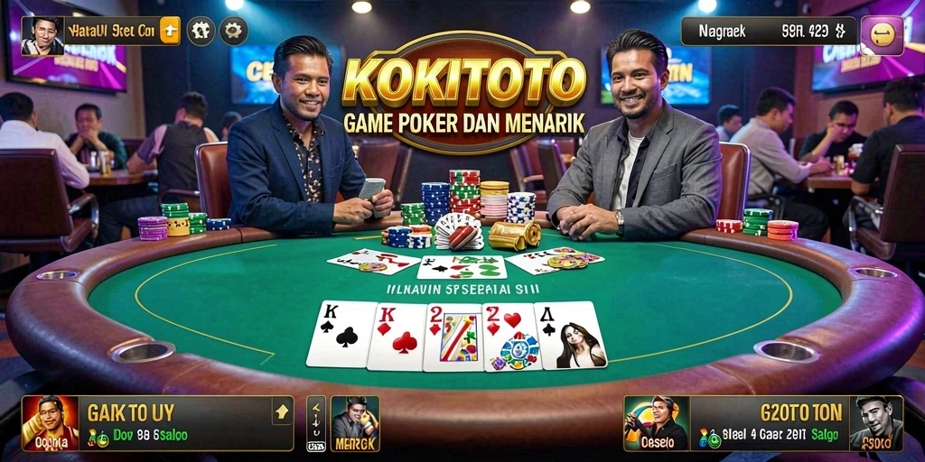 Screenshot dari gameplay KOKITOTO yang menampilkan aksi poker yang mendebarkan.