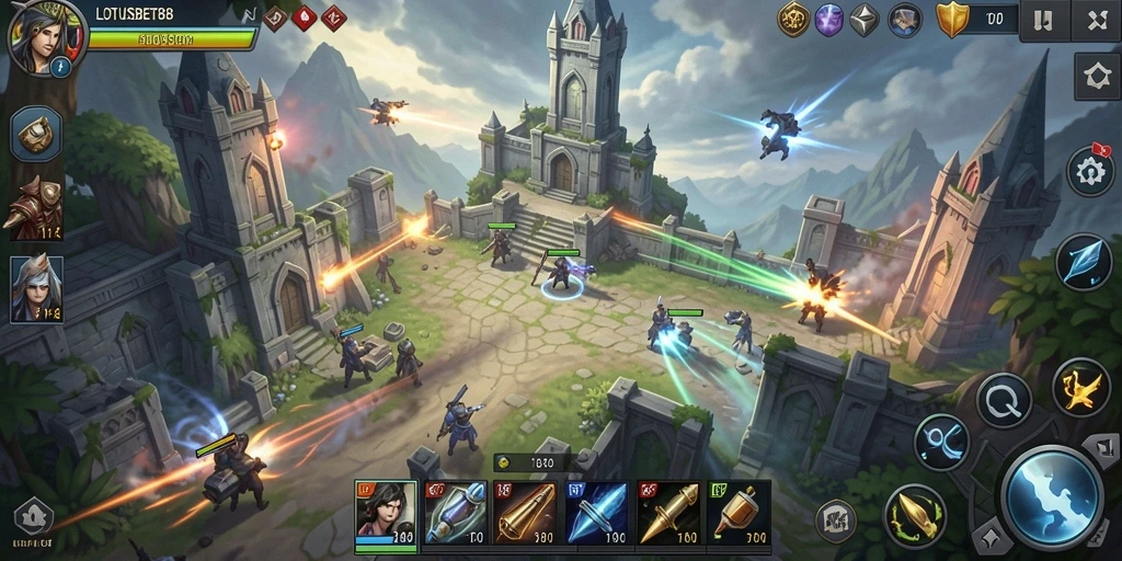 Tangkapan layar utama LOTUSBET88 dengan gameplay Tower Defense yang menegangkan.