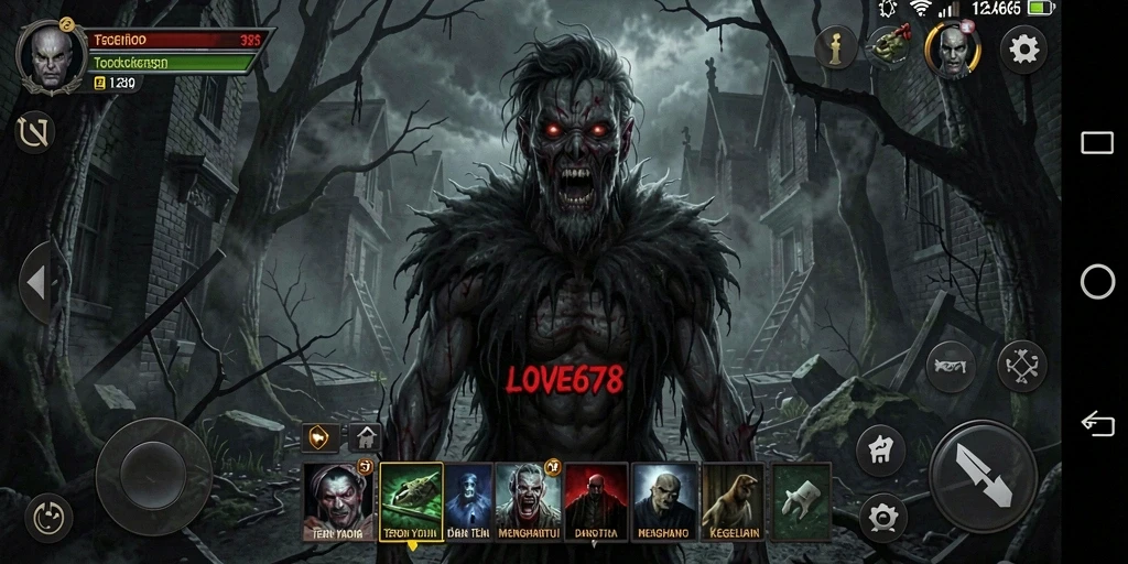 Gameplay LOVE678 yang penuh ketegangan dan kegelapan.