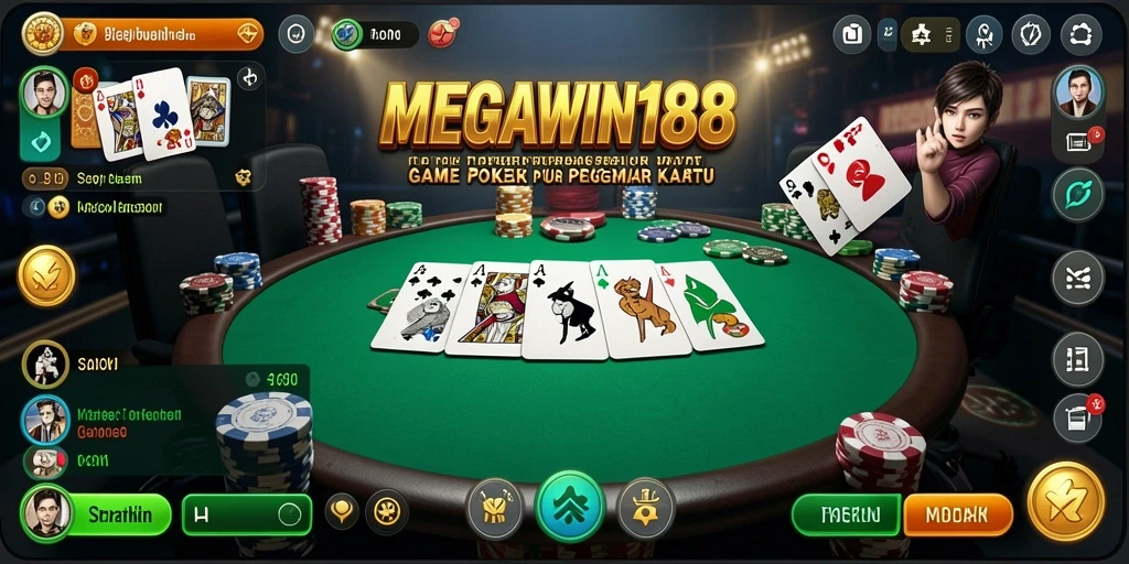 Tampilan gameplay seru dari MEGAWIN188 saat bermain Poker.