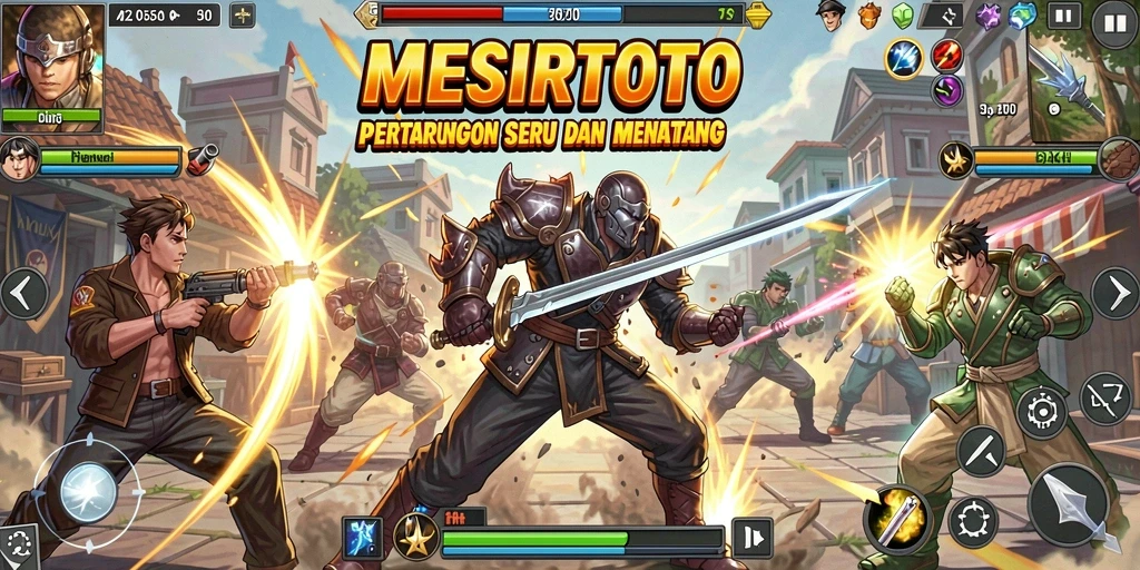 Screenshot utama dari gameplay <strong>MESIRTOTO</strong> yang menampilkan aksi pertarungan yang mendebarkan.