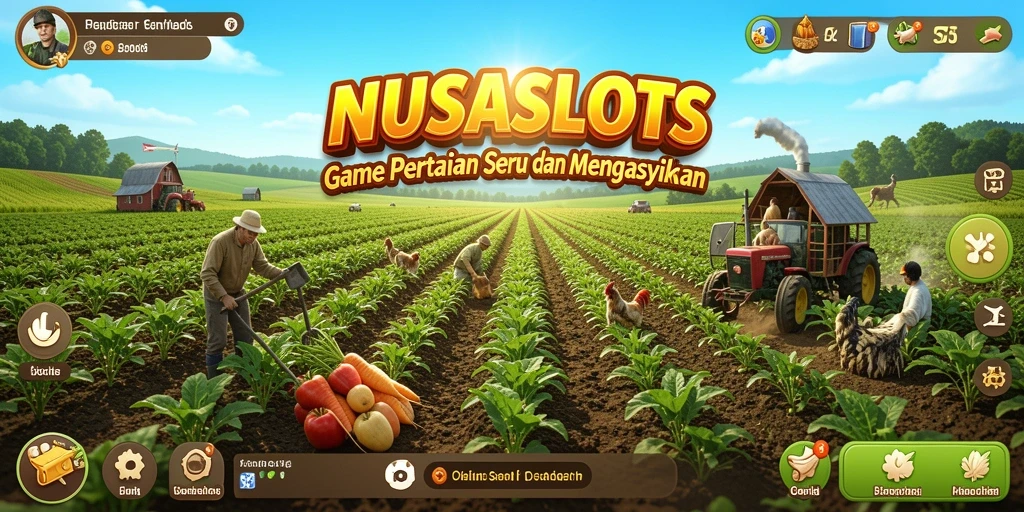 Tampilan menawan dari gameplay pertanian di NUSASLOTS.