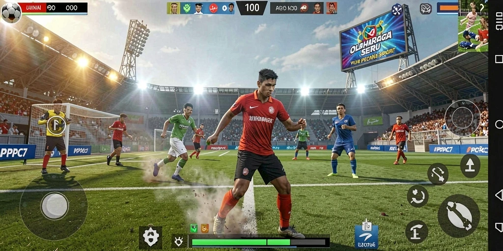 Tampilan gameplay seru dari PCPC7 saat bertanding dalam olahraga.