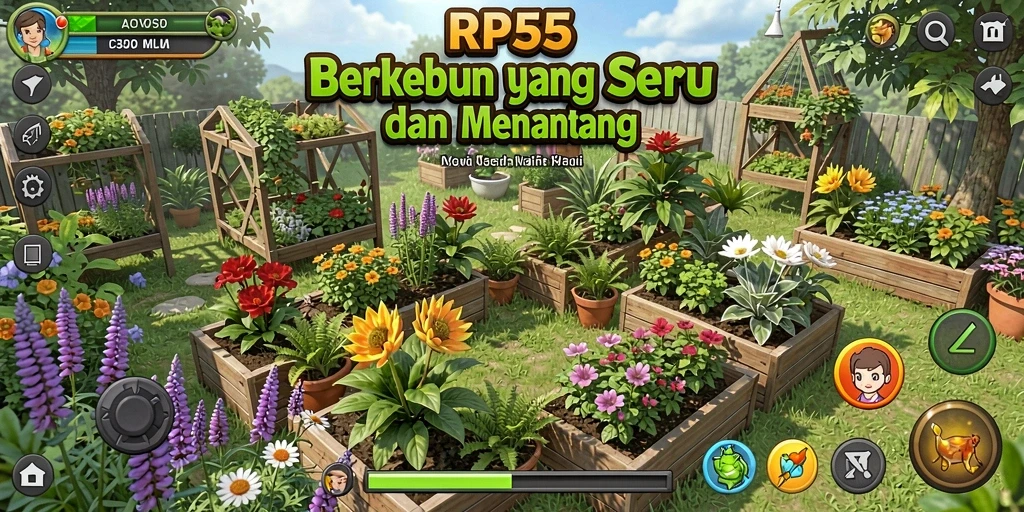 Tampilan gameplay seru dari RP55 dengan kebun yang indah.