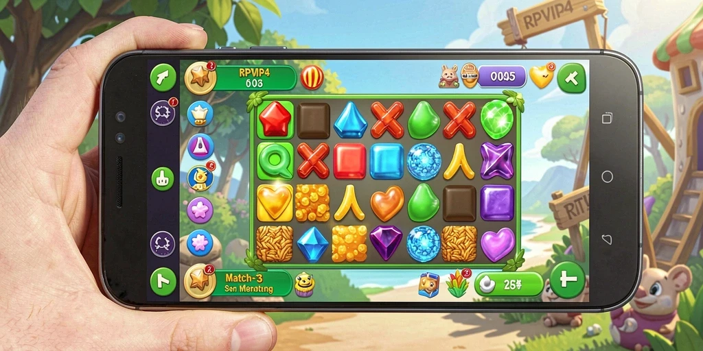 Tampilan gameplay RPVIP4 yang penuh warna dan menantang.