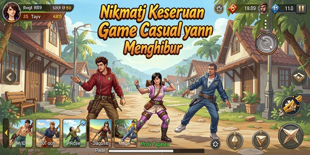 Tampilan gameplay RR89 yang cerah dan penuh warna.
