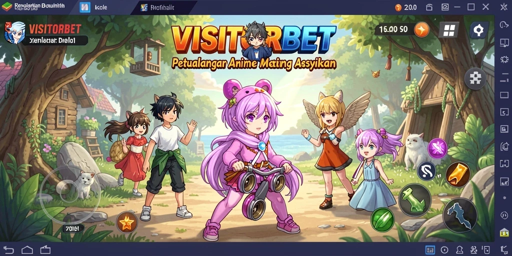 Tampilan gameplay VISITORBET yang menampilkan karakter anime yang beraksi.