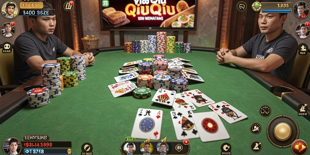 Tangkapan layar gameplay seru dalam VT38 yang menunjukkan aksi QiuQiu.